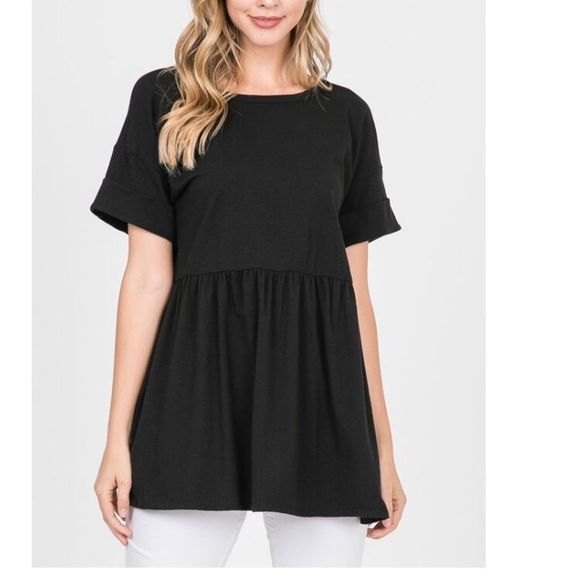 Women’s Black Elbow Sleeve Peplum Top 2XL - Picture 2 of 6